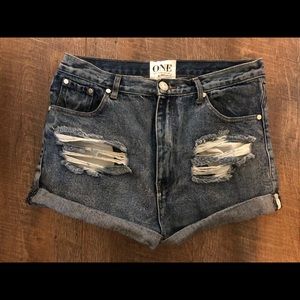Free People One Rolled High Waisted Jean Shorts